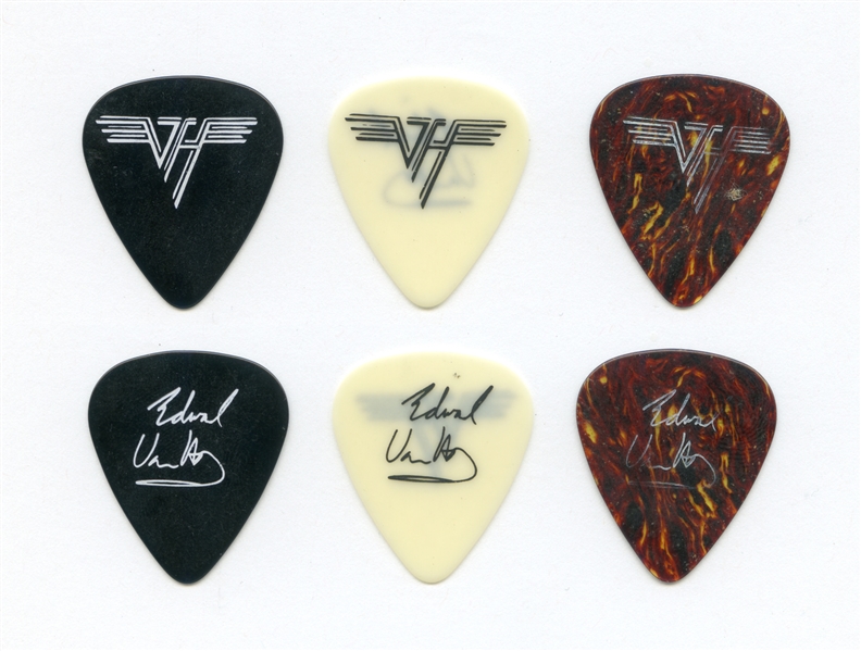 Van Halen 1984 Lot of 3 Stage Used Edward Van Halen 1984 Tour Tortoise, White & Black Guitar Picks w/COA