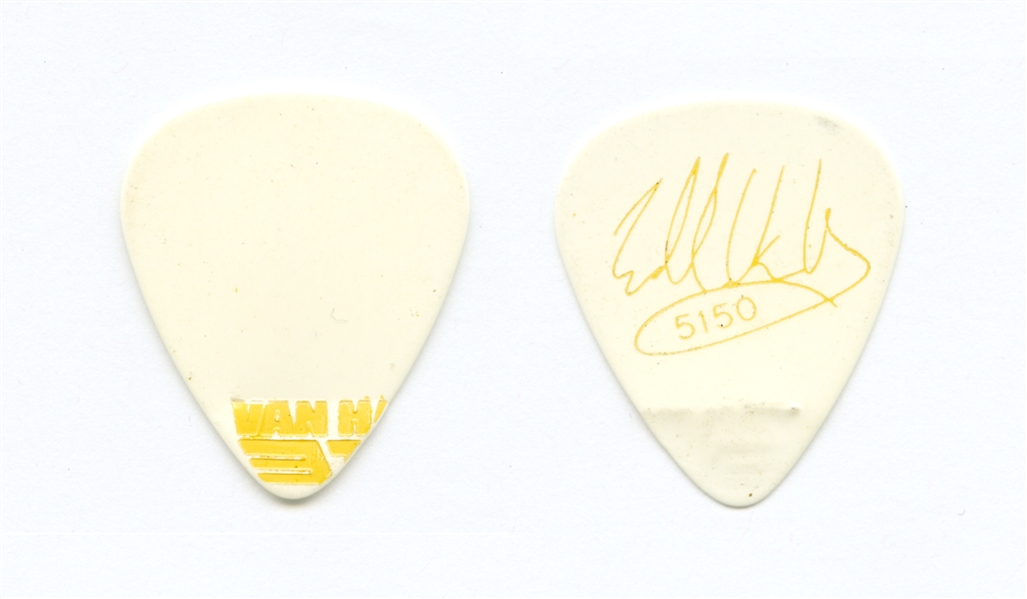 Van Halen 1986 Edward Van Halen Yellow Misprinted & Mouthed Used 5150 Tour Guitar Pick w/COA