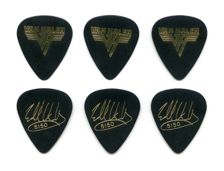 Van Halen 1986 Lot of 3 Stage Used Black & Gold 5150 Guitar Picks w/COA