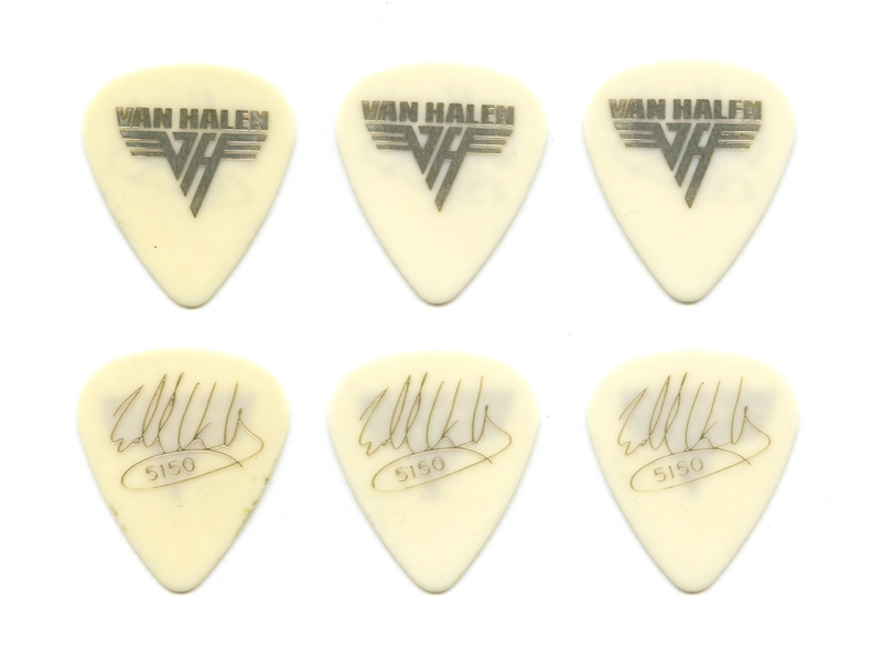 Van Halen 1986 Lot of Three Edward Van Halen 5150 Silver & White Guitar Picks w/COA