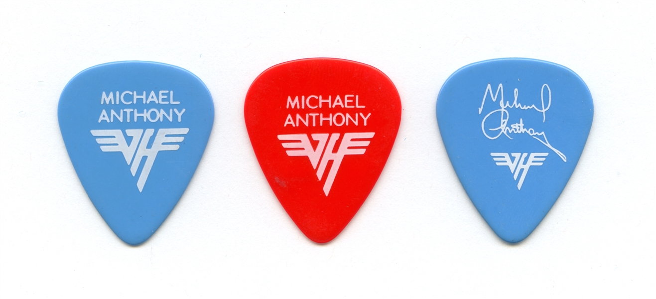 Van Halen 1979-1980 Lot of 3 Blue & Red Stage Used Michael Anthony Picks w/COA