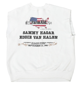 Van Halen 1985 Farm Aid Concert Muscle Sweatshirt First Performance w/ Sammy Hagar w/COA