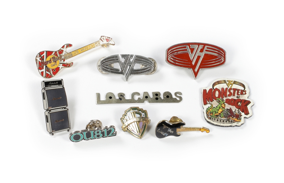 Van Halen 1985-1988 Lot of 9 Van Halen & Related Pins w/COA