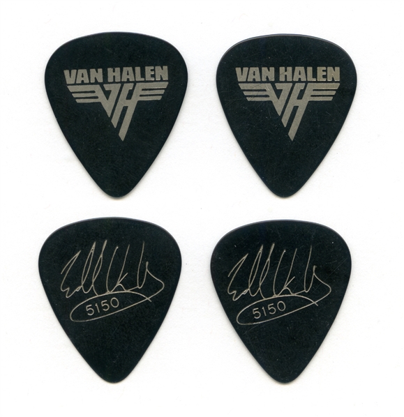 Van Halen 1986 Lot of Two Edward Van Halen 5150 Tour Black & Silver Guitar Picks w/COA