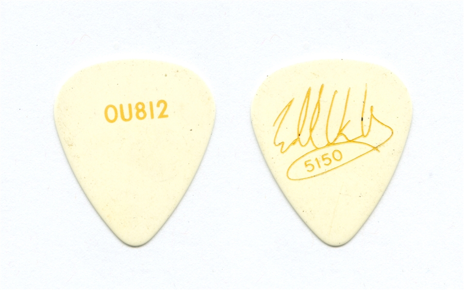 Van Halen 1988 Edward Van Halen White & Yellow OU812 Guitar Pick w/COA