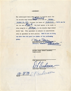 Van Halen 1973 Arcadia High School Mark Stone Signed Earliest Concert as Van Halen Paperwork With COA
