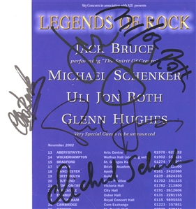 Uli John Roth / Legends of Rock 2002 5x Autographed Mounted Spirit of Cream Tour Flyer