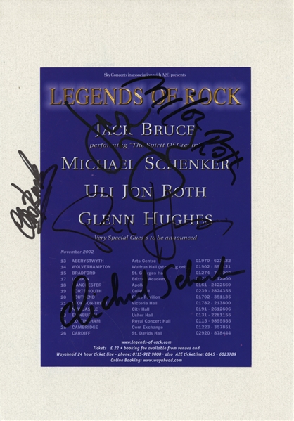 Uli John Roth / Legends of Rock 2002 5x Autographed Mounted Spirit of Cream Tour Flyer