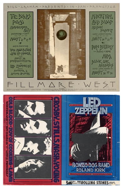 Led Zeppelin 1969/1970 Lot of 2 Bill Graham Presents Postcards