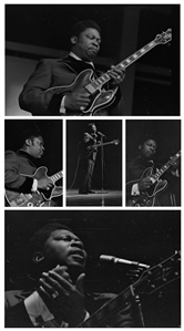 B.B. King 1970 - 1971 Lot of 107 Black & White Frames From Two Shows In Montreal