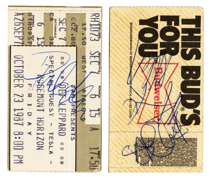 Def Leppard 1987 Chicago 3x Autographed Concert Ticket