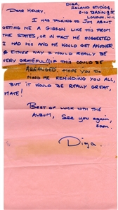 Led Zeppelin 1970s Equipment List & Letter From Diga