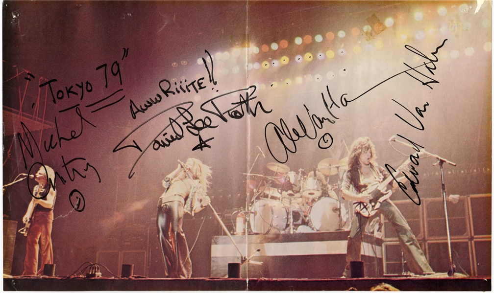 Van Halen 1979 Band Autographed Program Centerfold With COA