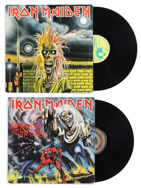 Iron Maiden 1980/1982 Dan Spitz Owned Iron Maiden/Number of the Beast Lot of 2 LPs