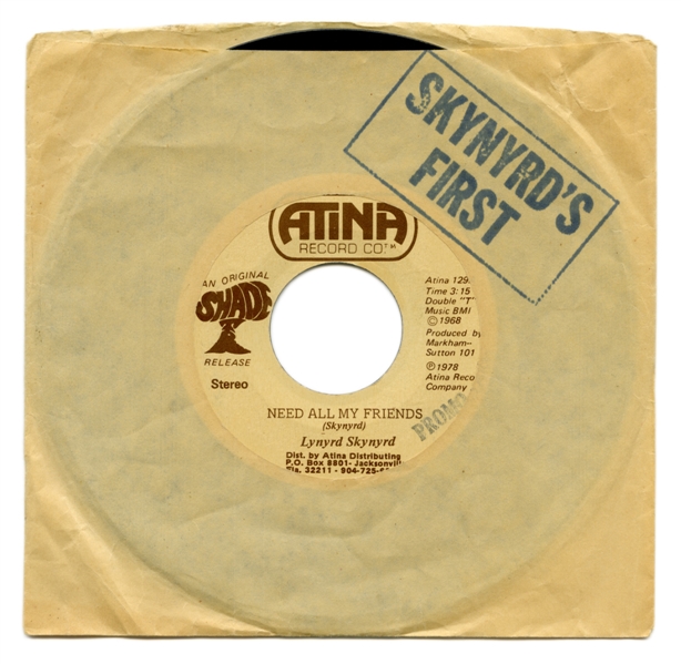Lynyrd Skynyrd 1978 Shade Tree Records ATINA 45rpm Single Reissue