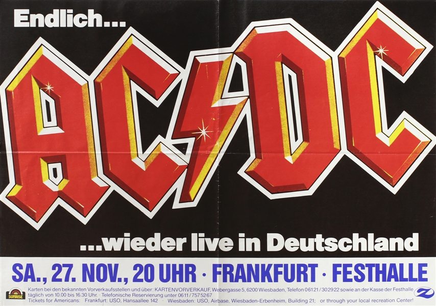 AC/DC 1982 For Those About To Rock World Tour Frankfurt Germany Concert Poster