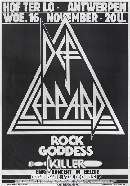 Def Leppard 1983 Pyromania European Tour Antwerp Belgium Concert Poster