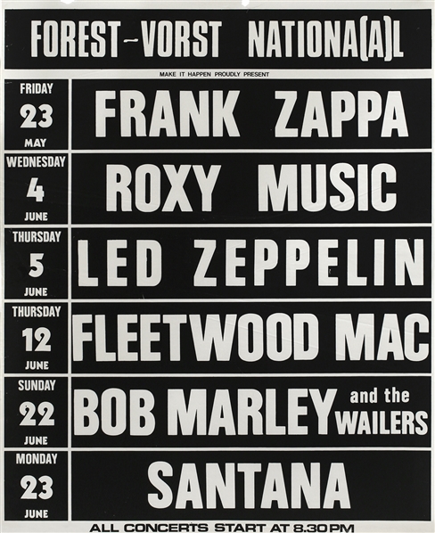 Led Zeppelin 1980 Tour Over Europe Belgium Multi-Show Poster