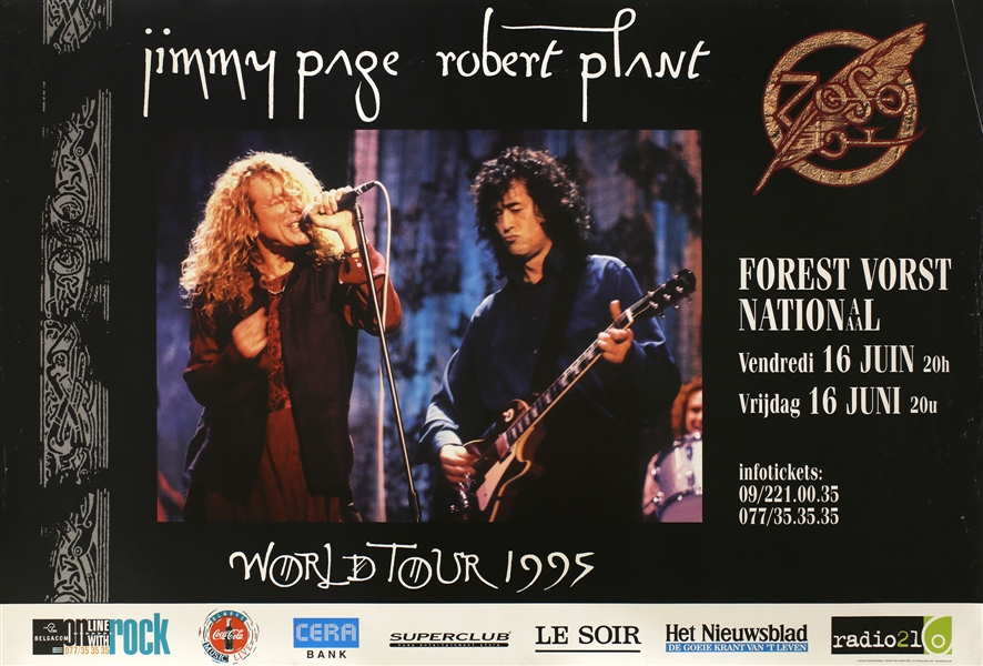 Jimmy Page Robert Plant 1995 Belgium Forest Vorst Concert Poster