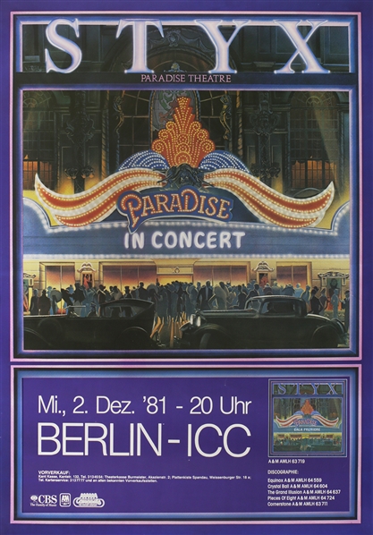Styx 1981 Paradise Theatre Tour Berlin Germany Concert Poster