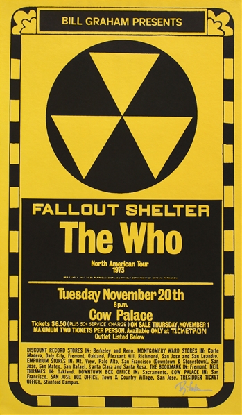 The Who 1973 Fallout Shelter San Francisco Concert Poster