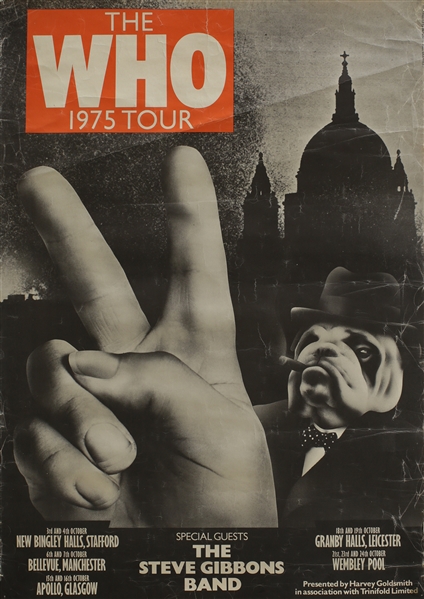The Who 1975 UK Multi-Date John Pasche Designed Bulldog Concert Poster