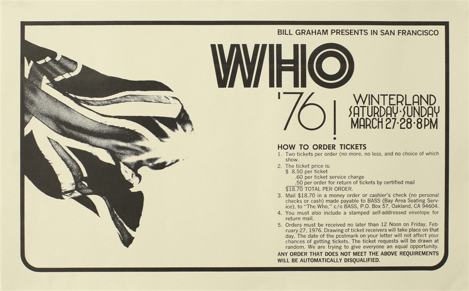 The Who 1976 Winterland San Francisco Concert Poster