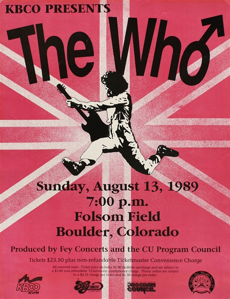 The Who 1989 Kids Are Alright Tour Boulder Concert Poster
