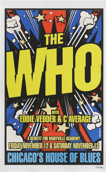 The Who 2003 World Tour Chicago Artist Signed Concert Poster