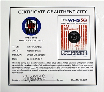 The Who 2014 Official Fan Club Artist Signed Lithograph