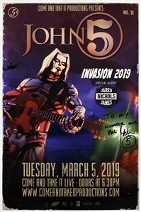 John 5 2019 Autographed Invasion Tour Poster