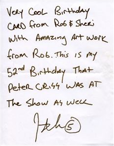 Rob Zombie 2022 Giant Hand Of Rock Birthday Card To John5 For His 54th Birthday With Drawings & Provenance