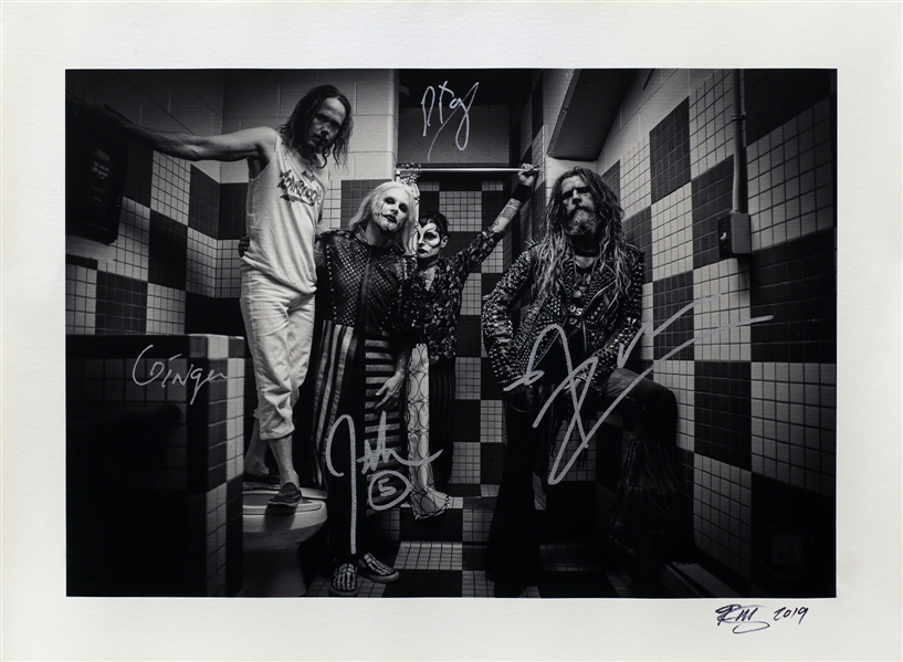 Rob Zombie 2019 Band Autogrpahed B&W Canvas Print
