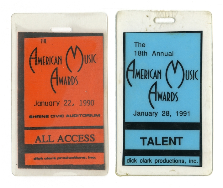 American Music Awards 1990-1991 Talent & All Access American Music Awards Passes w/COA
