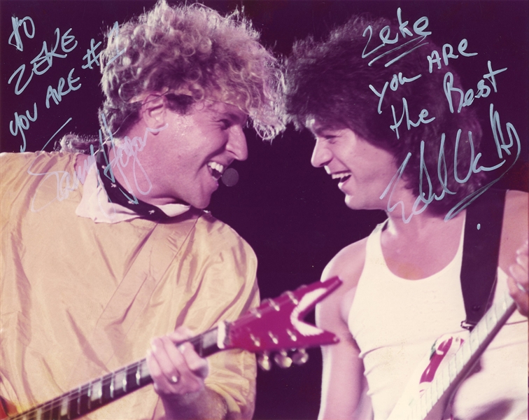 Van Halen 1986 Sammy & Edward Signed & Personalized 8 x 10 Photo To Zeke Clark With COA