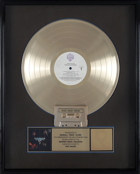 Van Halen 1978 Van Halen RIAA Gold Sales Award Presented to Zeke Clark With COA