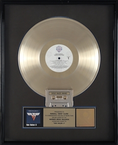 Van Halen 1978 Van Halen II RIAA Gold Sales Award Presented to Zeke Clark With COA