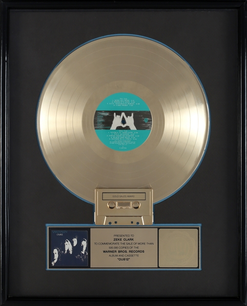 Van Halen 1988 OU812 Gold Sales Award Presented to Zeke Clark With COA