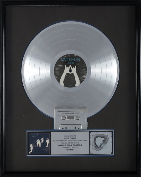 Van Halen 1988 OU812 Platinum Sales Award Presented to Zeke Clark With COA