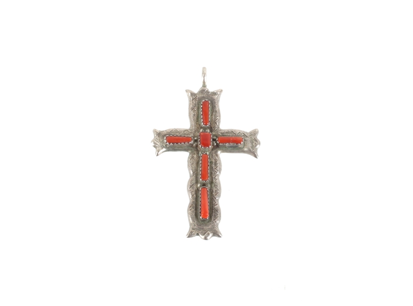 Kip Winger Owned & Used 1988-1989 Red Coral Inlay Zuni Silver Cross