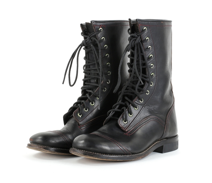Kip Winger Owned & Worn 2000s Signed Personal Leather 12-Eyelet Boots