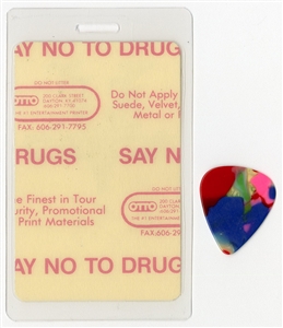 Stevie Ray Vaughan And Double Trouble In Step Tour Laminated Pass With Stage Used Guitar Pick