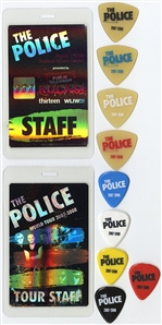 The Police 2007-2008 Reunion Tour Lot of 2 Staff Passes With 9 Guitar Picks