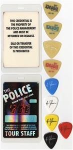 The Police 2007-2008 Reunion Tour Lot of 2 Staff Passes With 9 Guitar Picks