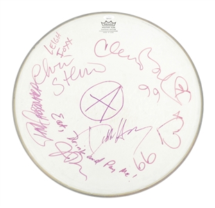 Blondie 1999 Stage Used Band Autographed 16-Inch Remo Drumhead With COA