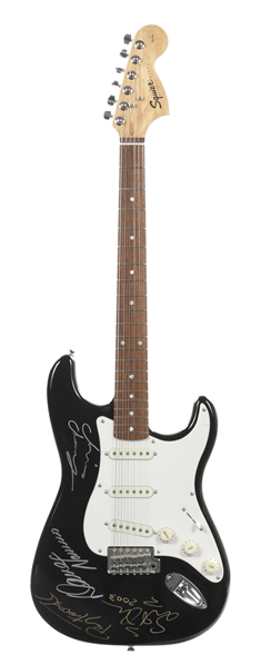 Janes Addiction 2003 Band Signed Black & White Squier Strat