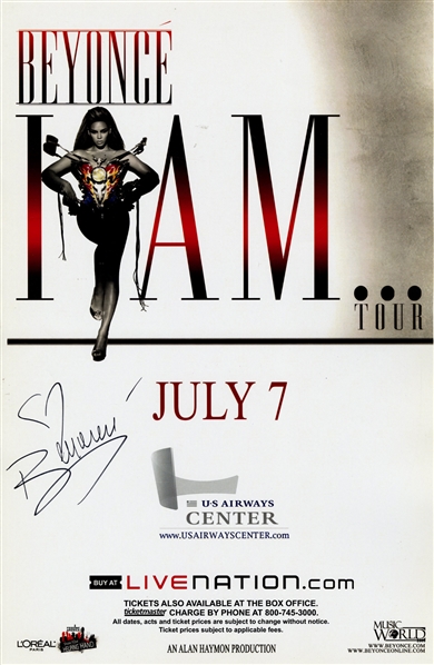 Beyonce 2009 Autographed 11 x 17 Poster July 7 U.S. Airways Center With COA