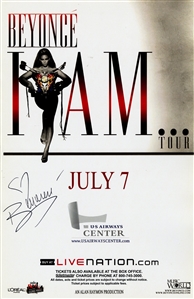 Beyonce 2009 Autographed 11 x 17 Poster July 7 U.S. Airways Center With COA