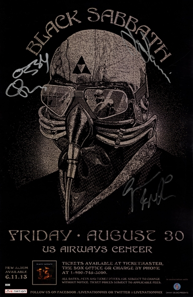 Black Sabbath 2013 Autographed 11 x17 Poster August 30 U.S. Airways Center With COA