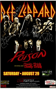 Def Leppard 2009 Autographed 11 x 17 Poster August 29 Cricket Wireless Pavilion With COA